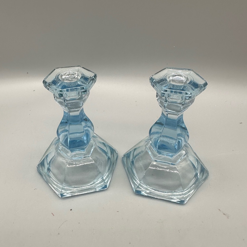 Elegant Azure Glass Candle Holders